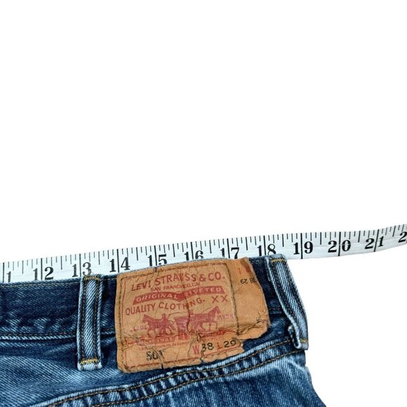 Vintage Y2K Levi’s 501 Blue Denim Distressed Jeans Button Fly Actual 36x28.5 - Picture 12 of 16